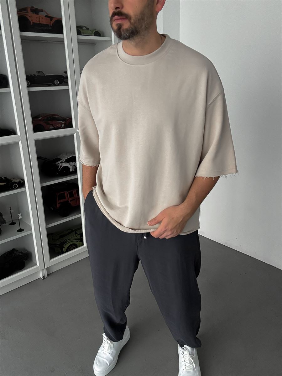 Beige 3 Thread Oversize T-Shirt TW-1072