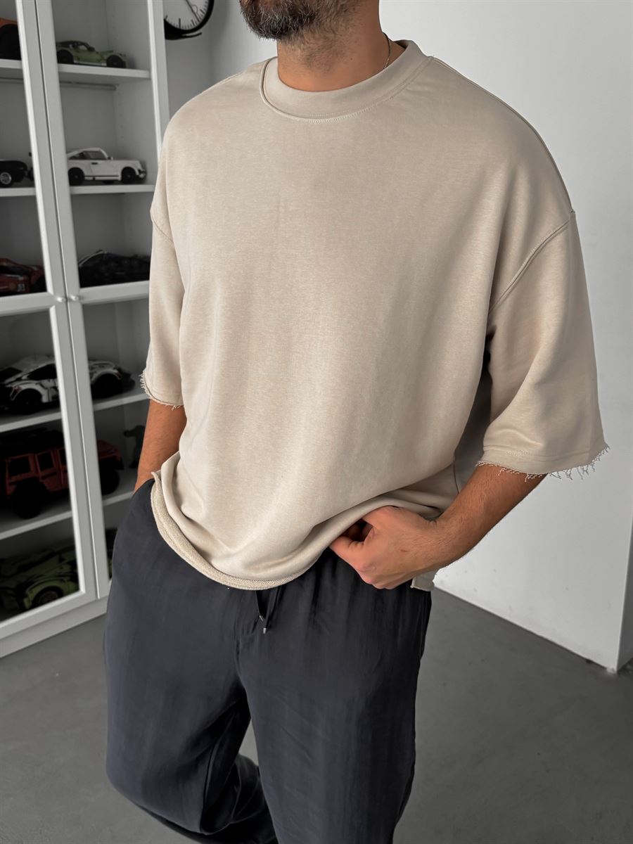 Beige 3 Thread Oversize T-Shirt TW-1072