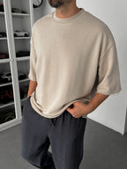 Beige 3 Thread Oversize T-Shirt TW-1072