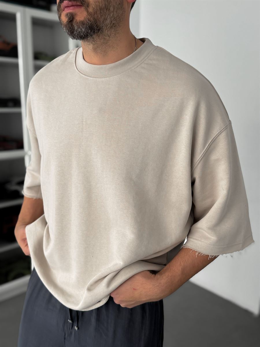 Beige 3 Thread Oversize T-Shirt TW-1072