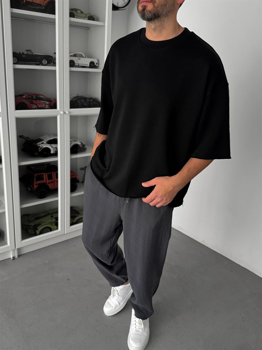 Black 3-Thread Oversize T-Shirt TW-1072