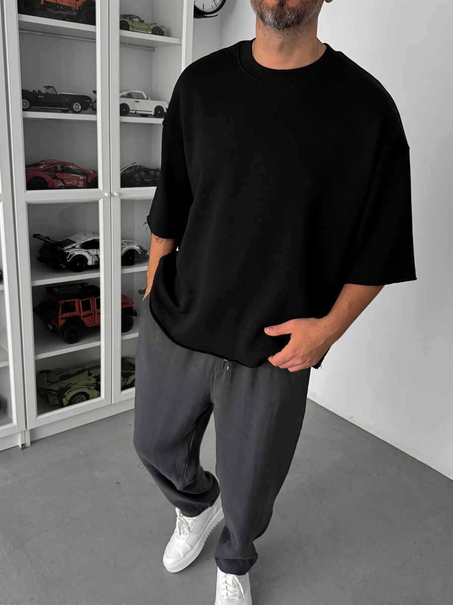 Black 3-Thread Oversize T-Shirt TW-1072
