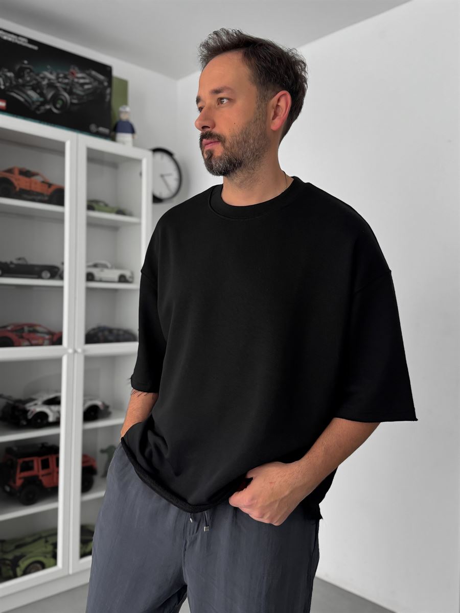 Black 3-Thread Oversize T-Shirt TW-1072