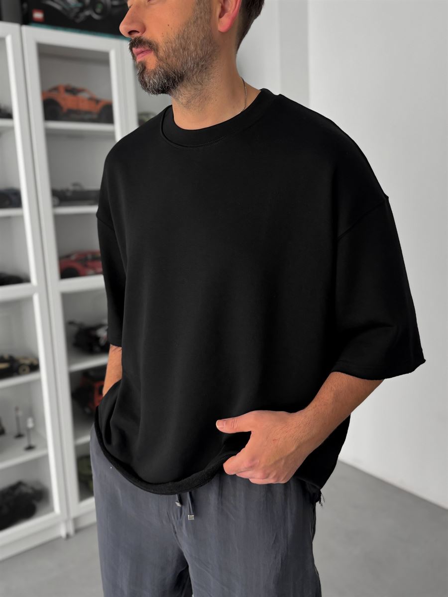 Black 3-Thread Oversize T-Shirt TW-1072