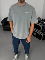 Grey Washed Embroidered T-Shirt TW-1070