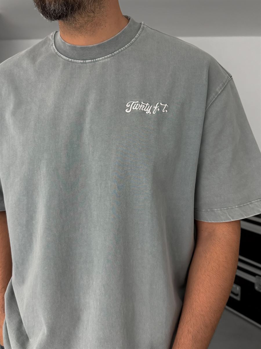 Grey Washed Embroidered T-Shirt TW-1070