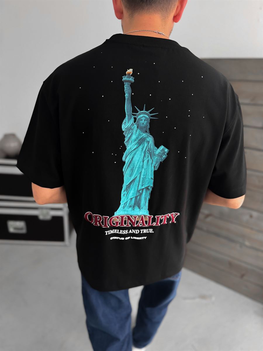 Black Statue of Liberty Printed T-Shirt TW-1033