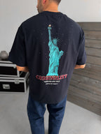 Navy Blue Statue of Liberty Printed T-Shirt TW-1033