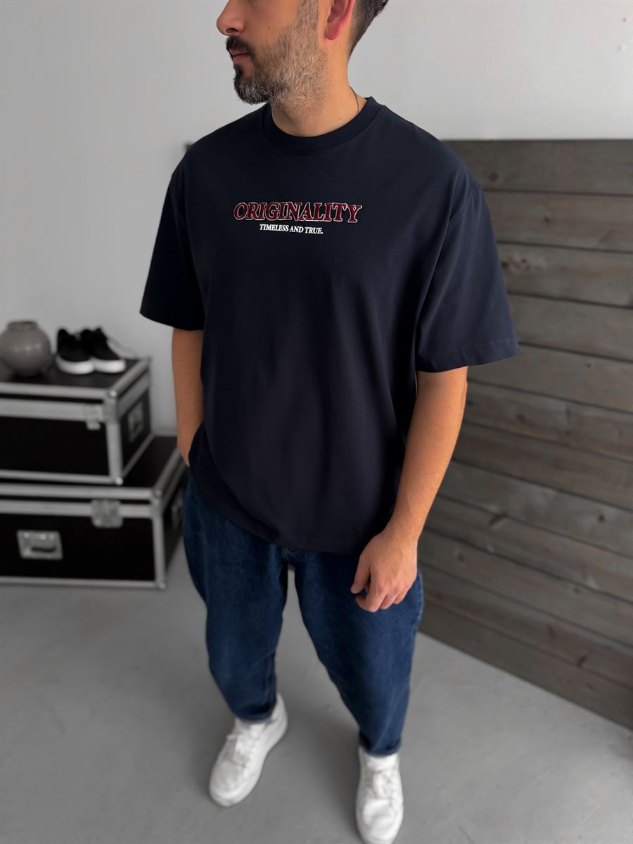 Navy Blue Statue of Liberty Printed T-Shirt TW-1033