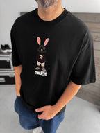 Black Rabbit Embroidered T-Shirt TW-1053