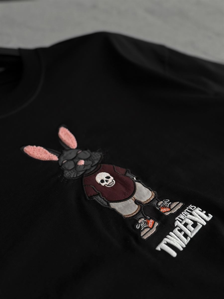 Black Rabbit Embroidered T-Shirt TW-1053
