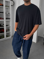 Anthracite Modal Fabric Oversize T-Shirt TW-1077