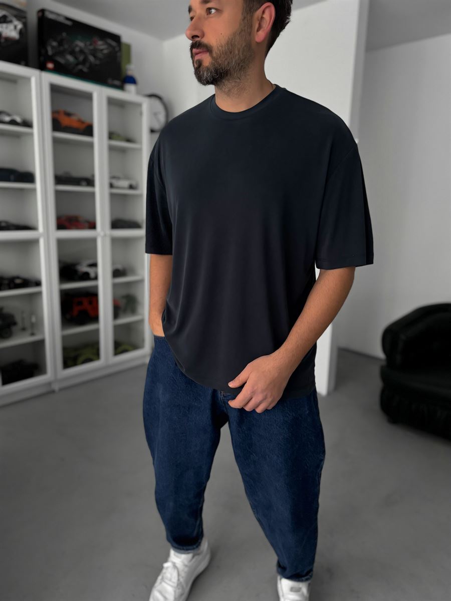 Anthracite Modal Fabric Oversize T-Shirt TW-1077