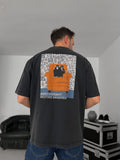 Black Washed Two Monkeys Print T-Shirt TW-1015