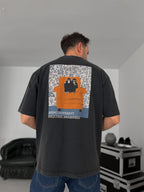 Black Washed Two Monkeys Print T-Shirt TW-1015