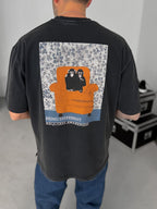 Black Washed Two Monkeys Print T-Shirt TW-1015