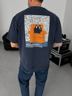 Navy Washed Two Monkeys Print T-Shirt TW-1015