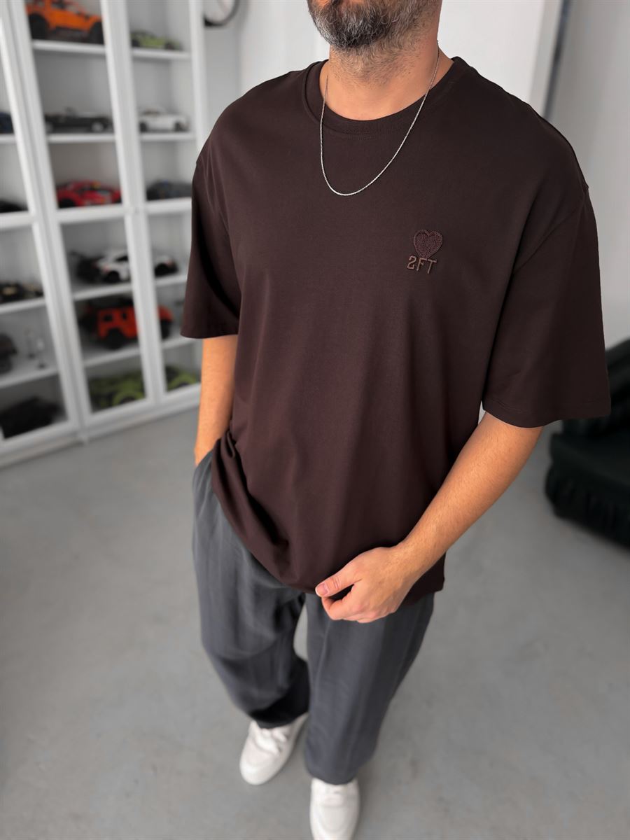 Coffee Heart Embroidered Oversize T-Shirt TW-1023