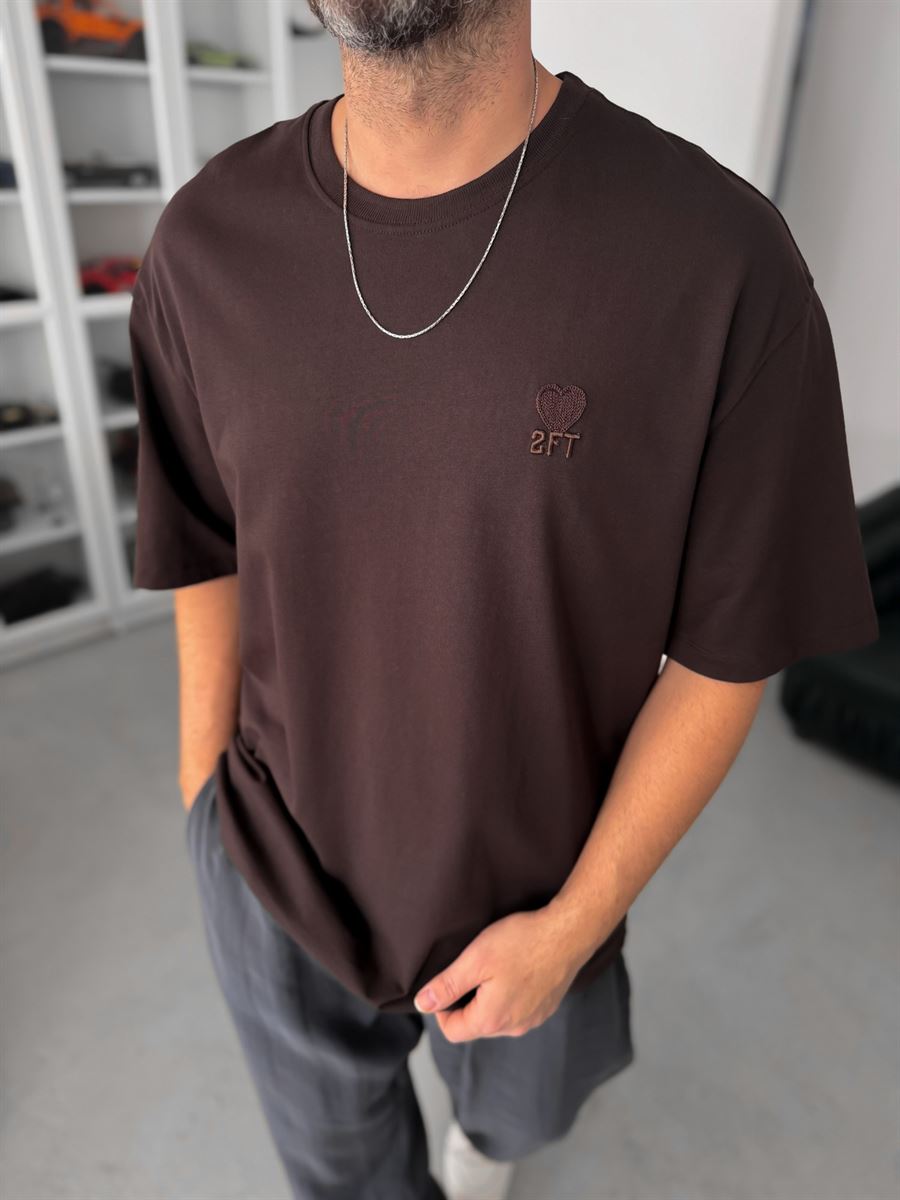 Coffee Heart Embroidered Oversize T-Shirt TW-1023