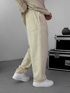 Beige Baggy Cotton Linen Trousers G-5790