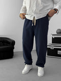 Navy Blue Baggy Cotton Linen Trousers G-5790