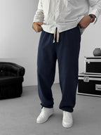 Navy Blue Baggy Cotton Linen Trousers G-5790