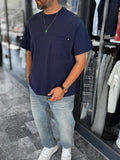 Navy Blue Oversize Washed T-Shirt with Pockets C-011