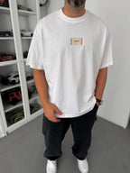 White Woven Patch Oversize T-Shirt C-023