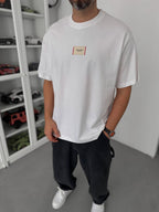 White Woven Patch Oversize T-Shirt C-023