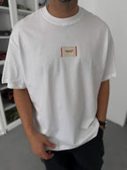 White Woven Patch Oversize T-Shirt C-023