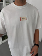 White Woven Patch Oversize T-Shirt C-023