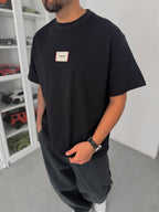 Black Woven Patch Oversize T-Shirt C-023