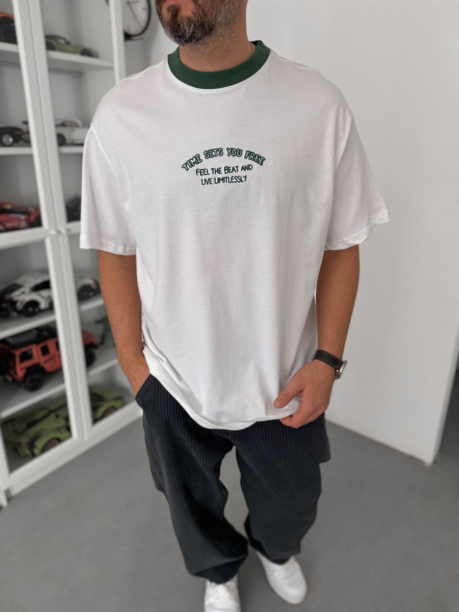 Green Embroidered Oversize T-Shirt C-028