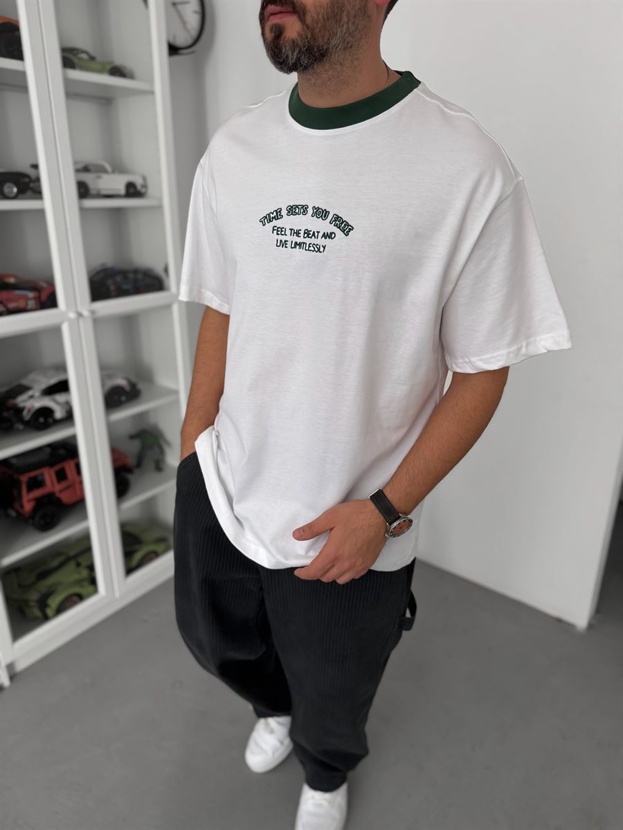 Green Embroidered Oversize T-Shirt C-028