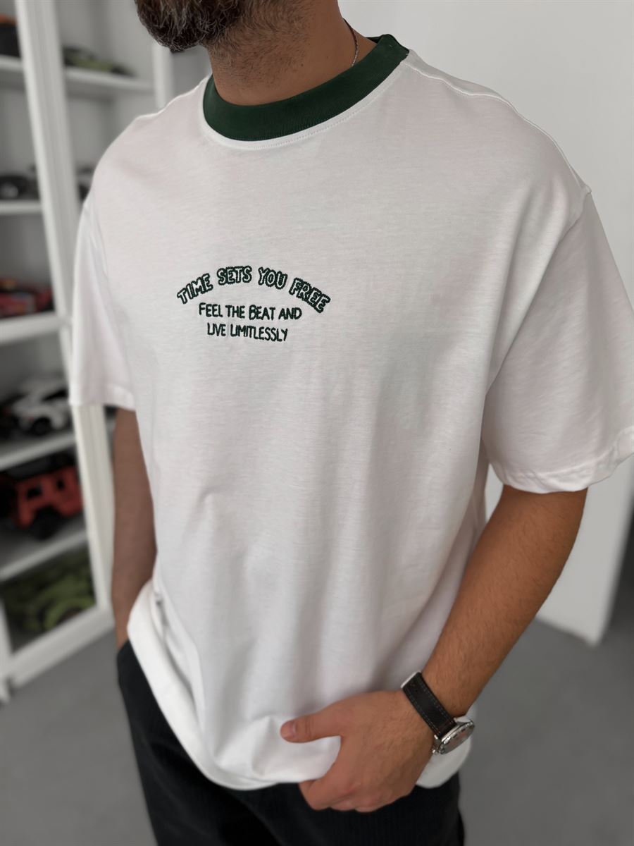Green Embroidered Oversize T-Shirt C-028