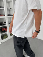 White Basic Oversize T-Shirt with Slit C-007