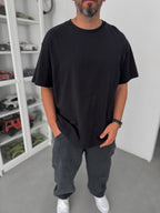 Black Basic Oversize T-Shirt with Slit C-007