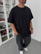 Black Basic Oversize T-Shirt with Slit C-007