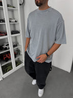 Grey Washed Lycra Oversize T-Shirt C-069