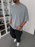 Grey Washed Lycra Oversize T-Shirt C-069