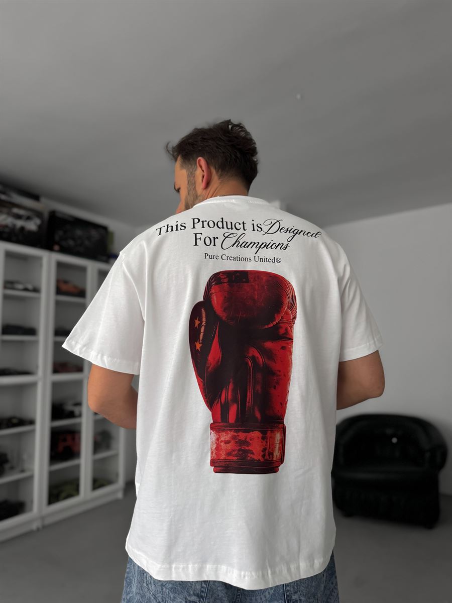 White United Print Oversize T-Shirt C-009