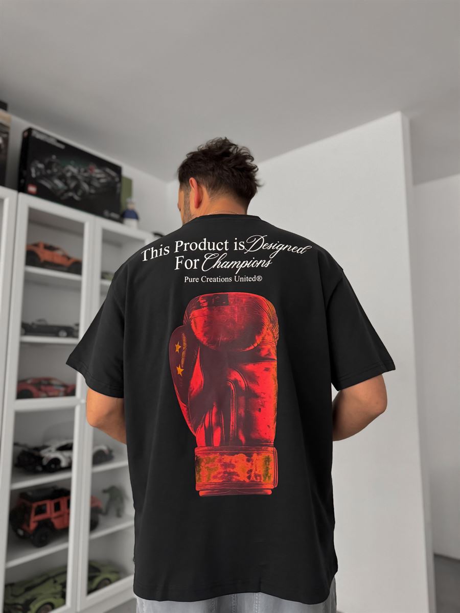 Black United Print Oversize T-Shirt C-009