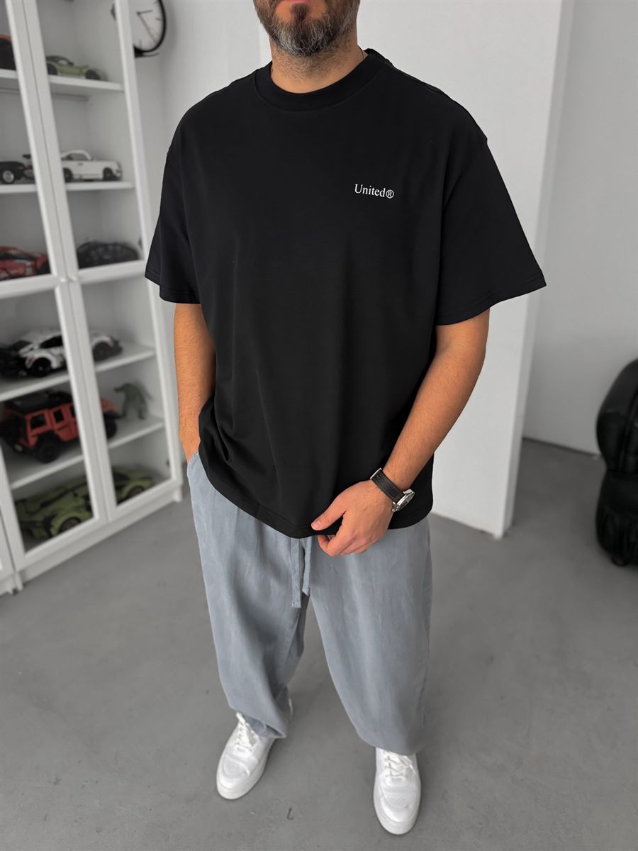 Black United Print Oversize T-Shirt C-009