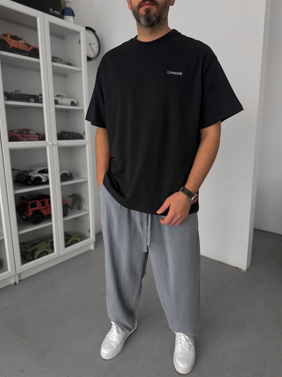 Black United Print Oversize T-Shirt C-009