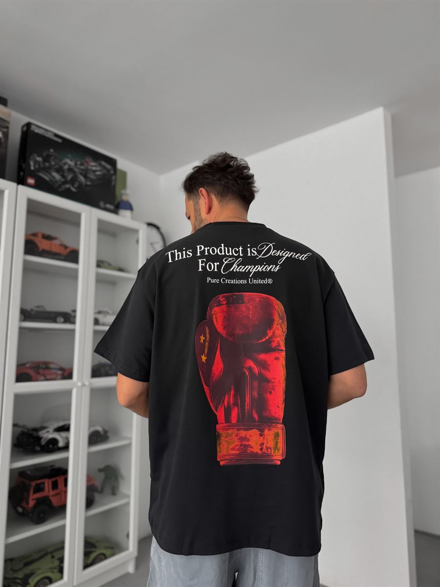 Black United Print Oversize T-Shirt C-009