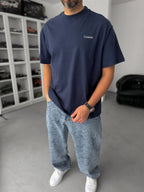Navy Blue United Print Oversize T-Shirt C-009