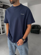 Navy Blue United Print Oversize T-Shirt C-009