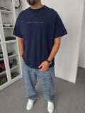 Navy Blue Sea Embroidered Oversize T-Shirt C-03