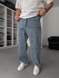 Blue Patterned Baggy Pants C-6596