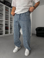 Blue Patterned Baggy Pants C-6596